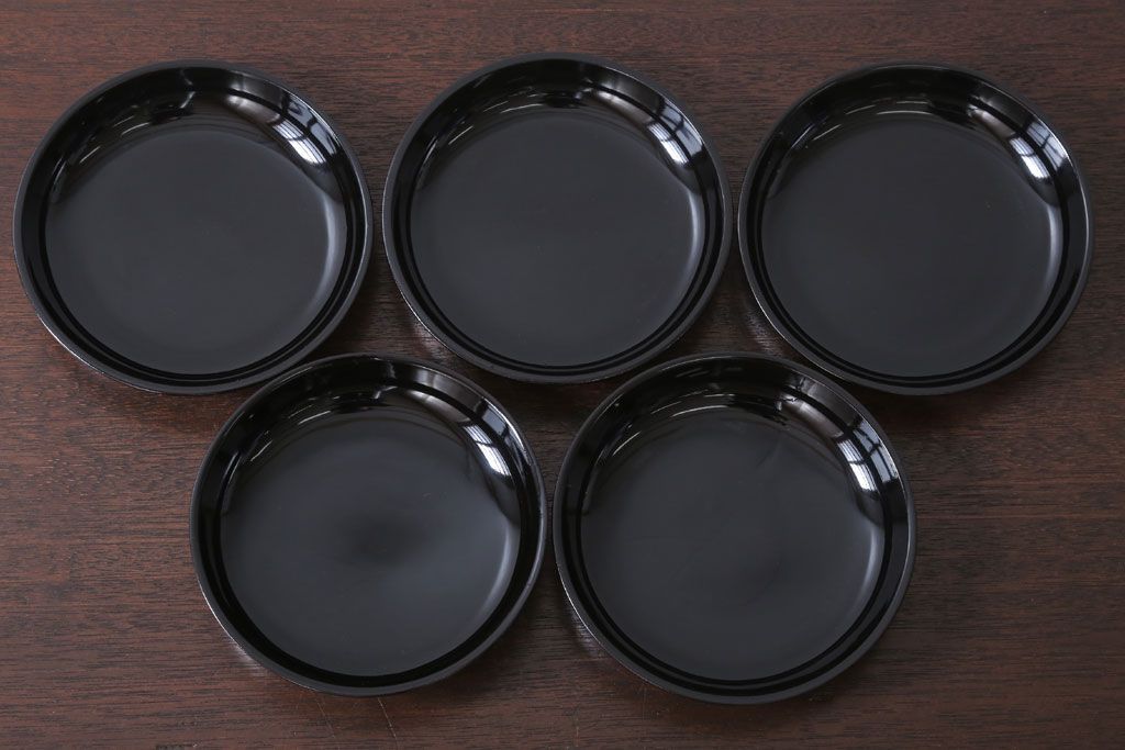 アンティーク雑貨　和製アンティーク　漆塗りの菓子皿5枚セット(2)