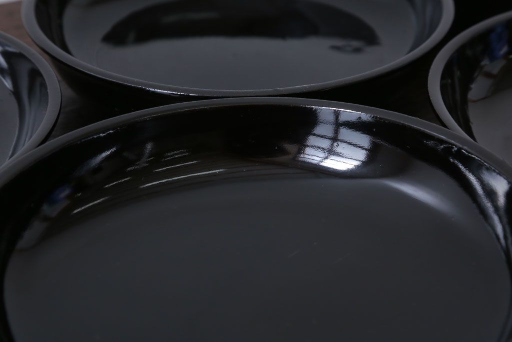 アンティーク雑貨　和製アンティーク　漆塗りの菓子皿5枚セット(2)