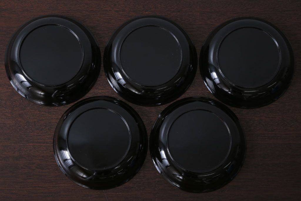 アンティーク雑貨　和製アンティーク　漆塗りの菓子皿5枚セット(2)