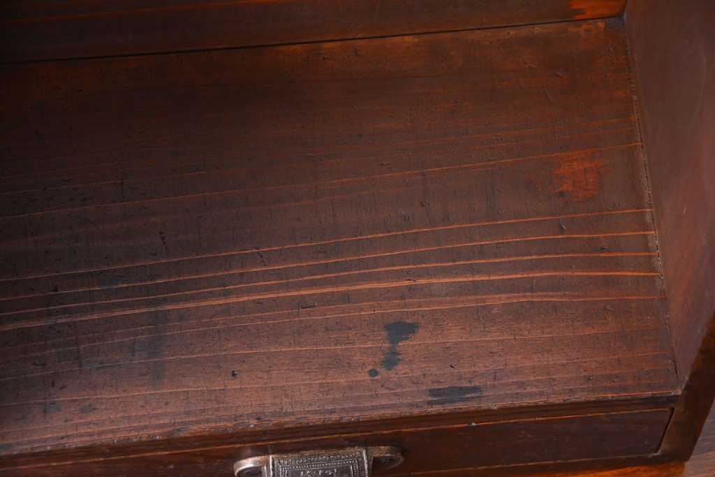 アンティーク家具　和製アンティーク　引き出し付き!小さな古い木の本立て(2)