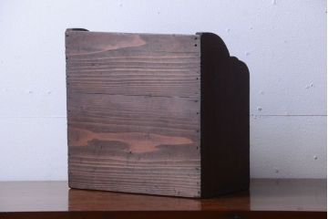 アンティーク家具　和製アンティーク　引き出し付き!小さな古い木の本立て(2)