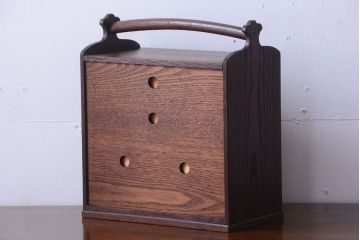 アンティーク雑貨　和製アンティーク　持ち手付き小引き出し(裁縫箱)