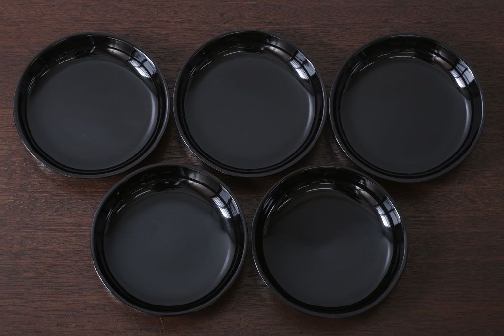 アンティーク雑貨　和製アンティーク　漆塗りの菓子皿5枚セット(3)