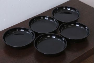 アンティーク雑貨　和製アンティーク　漆塗りの菓子皿5枚セット(3)