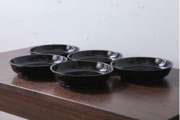 アンティーク雑貨　和製アンティーク　漆塗りの菓子皿5枚セット(3)