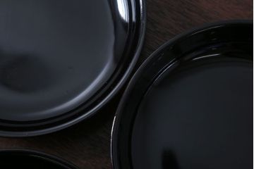 アンティーク雑貨　和製アンティーク　漆塗りの菓子皿5枚セット(3)