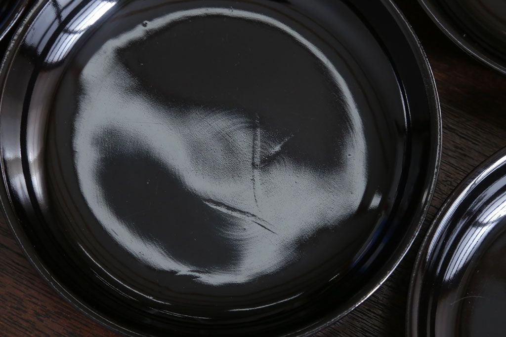 アンティーク雑貨　和製アンティーク　漆塗りの菓子皿5枚セット(3)