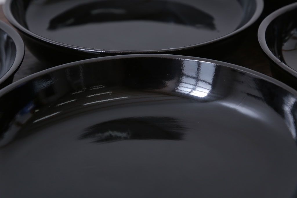 アンティーク雑貨　和製アンティーク　漆塗りの菓子皿5枚セット(3)