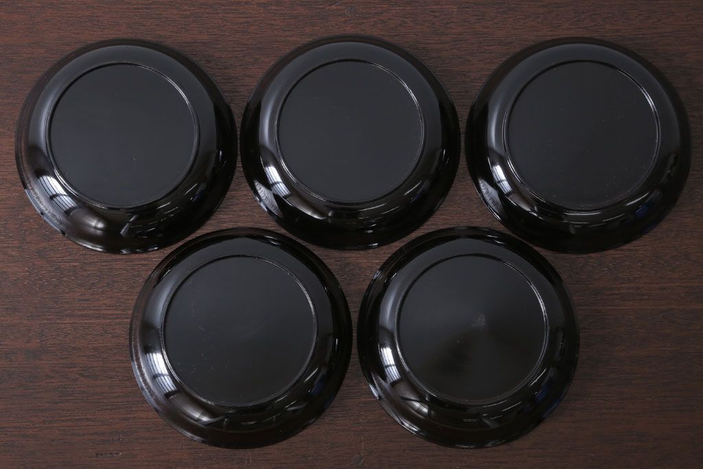 アンティーク雑貨　和製アンティーク　漆塗りの菓子皿5枚セット(3)