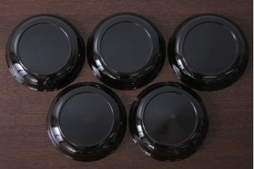 アンティーク雑貨　和製アンティーク　漆塗りの菓子皿5枚セット(3)