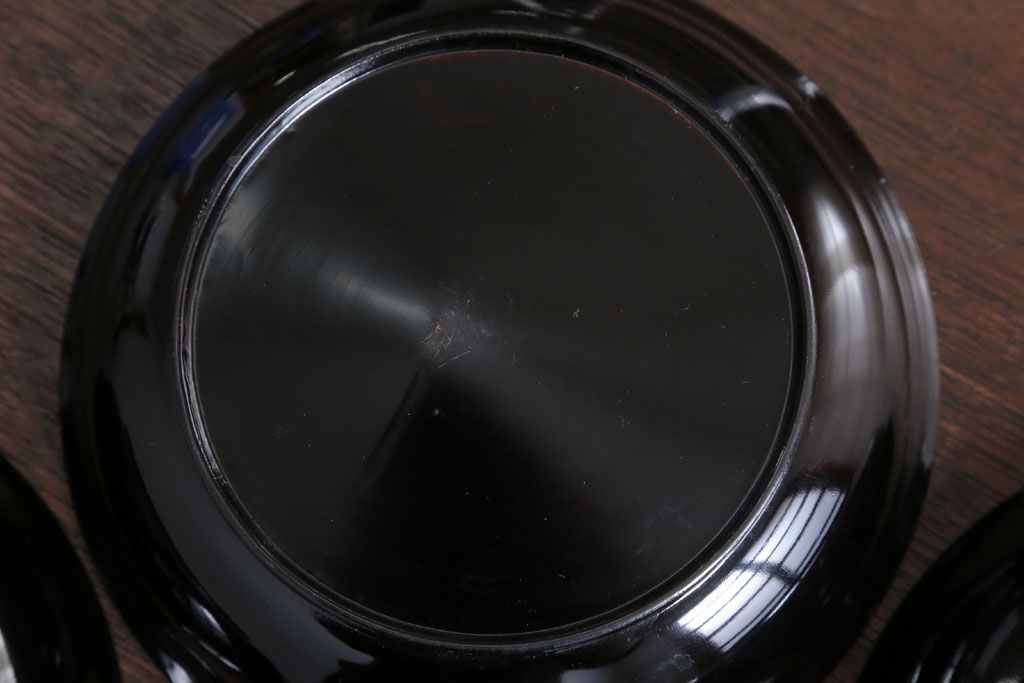 アンティーク雑貨　和製アンティーク　漆塗りの菓子皿5枚セット(3)