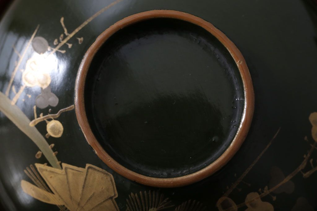 アンティーク雑貨　和製アンティーク　大正〜昭和初期　漆塗りの木製椀5客セット