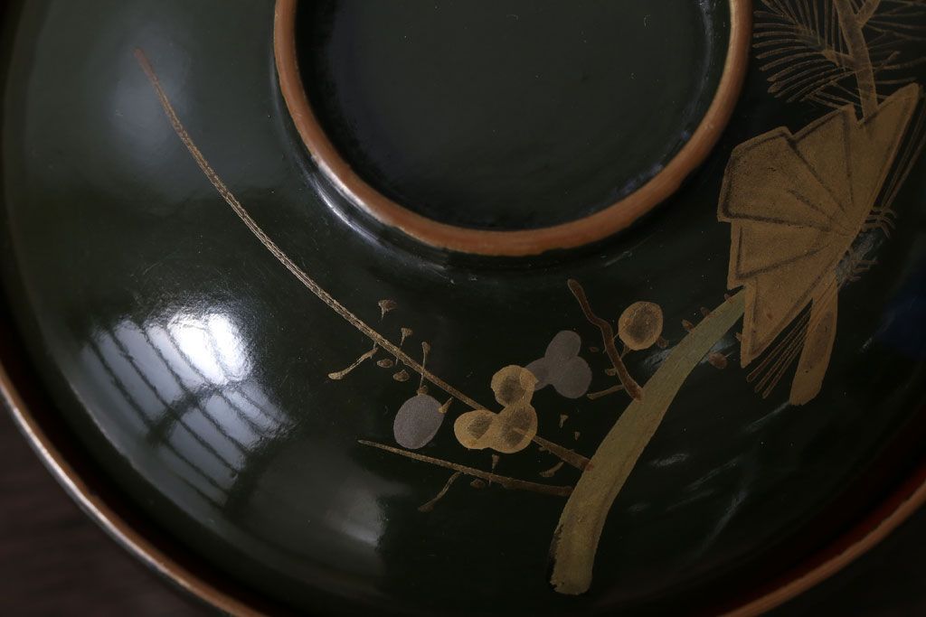 アンティーク雑貨　和製アンティーク　大正〜昭和初期　漆塗りの木製椀5客セット