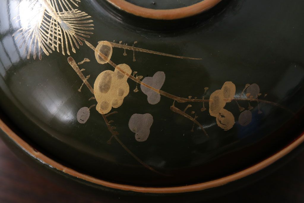 アンティーク雑貨　和製アンティーク　大正〜昭和初期　漆塗りの木製椀5客セット