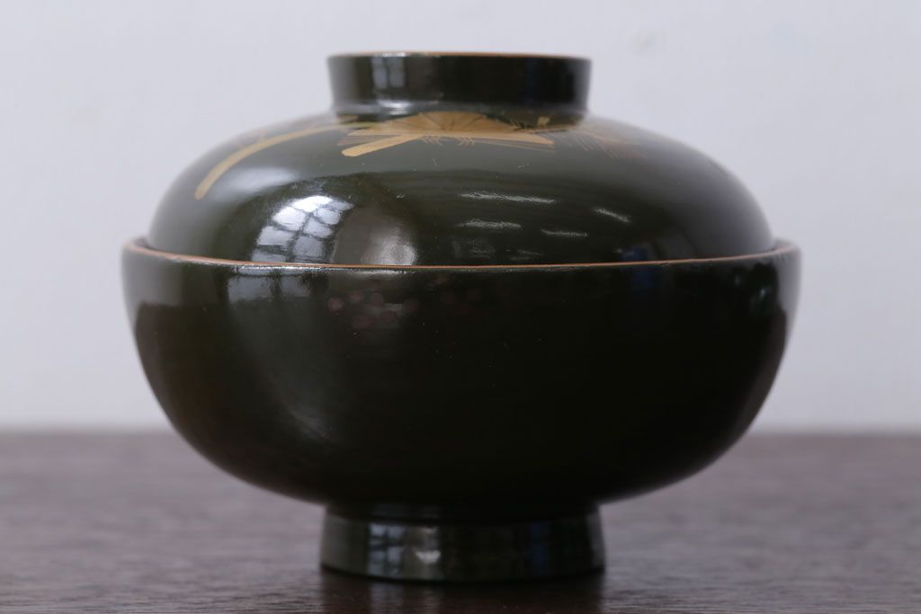 アンティーク雑貨　和製アンティーク　大正〜昭和初期　漆塗りの木製椀5客セット