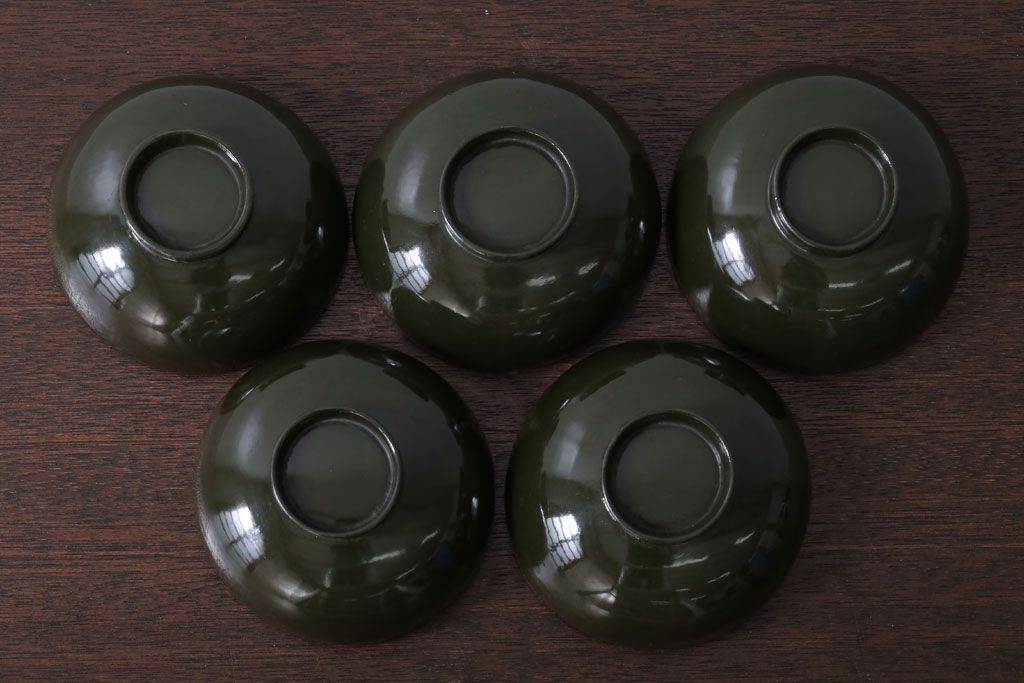 アンティーク雑貨　和製アンティーク　大正〜昭和初期　漆塗りの木製椀5客セット