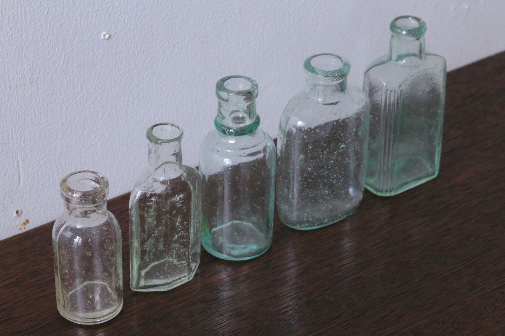 アンティーク雑貨　アンティーク　古いガラス小瓶5本セット