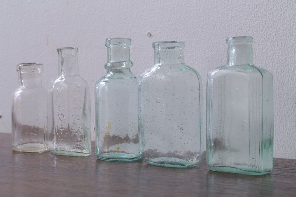 アンティーク雑貨　アンティーク　古いガラス小瓶5本セット