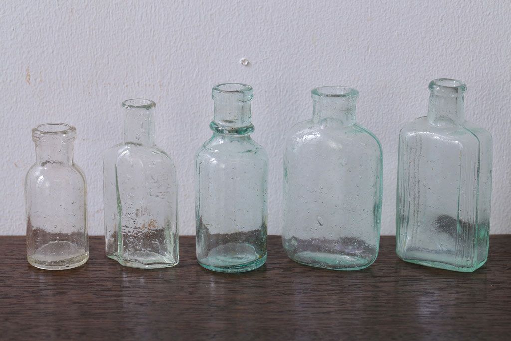 アンティーク雑貨　アンティーク　古いガラス小瓶5本セット