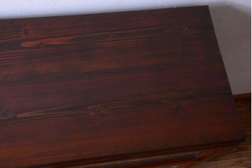 アンティーク家具　和製アンティーク　引き出し2杯付き!結霜ガラス引き戸の収納棚