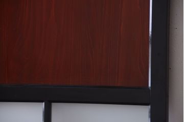 古民具・骨董　すりガラス入り!漆が美しいアンティークガラス帯戸2枚セット(2)