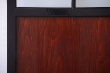 古民具・骨董　すりガラス入り!漆が美しいアンティークガラス帯戸2枚セット(2)