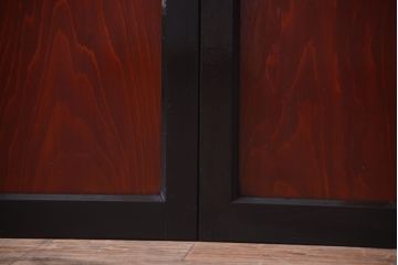 古民具・骨董　すりガラス入り!漆が美しいアンティークガラス帯戸2枚セット(2)