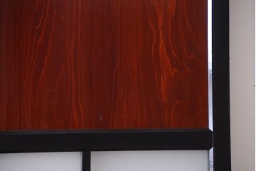 古民具・骨董　すりガラス入り!漆が美しいアンティークガラス帯戸2枚セット(2)