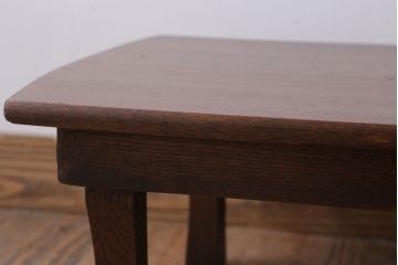 アンティーク家具　和製アンティーク　古い木製の角ちゃぶ台(2)