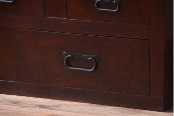 アンティーク家具　古民具・骨董　明治〜大正　前面欅玉杢材!アンティーク収納棚