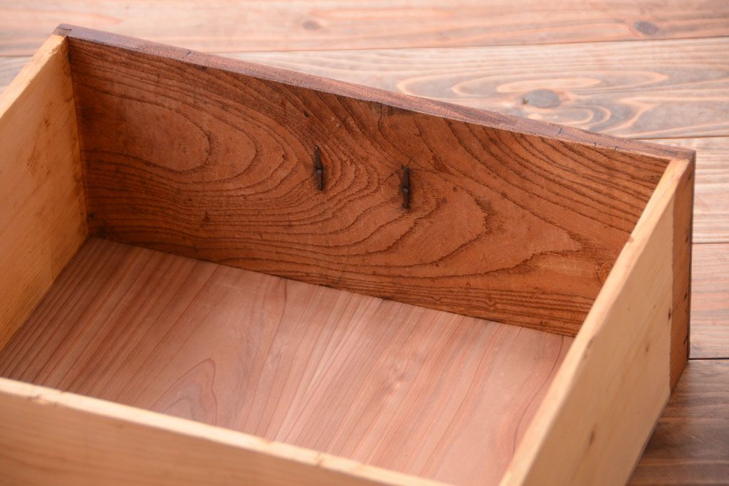 アンティーク家具　和製アンティーク　前面欅材!2段重ねのモールガラス引き戸収納棚(2)