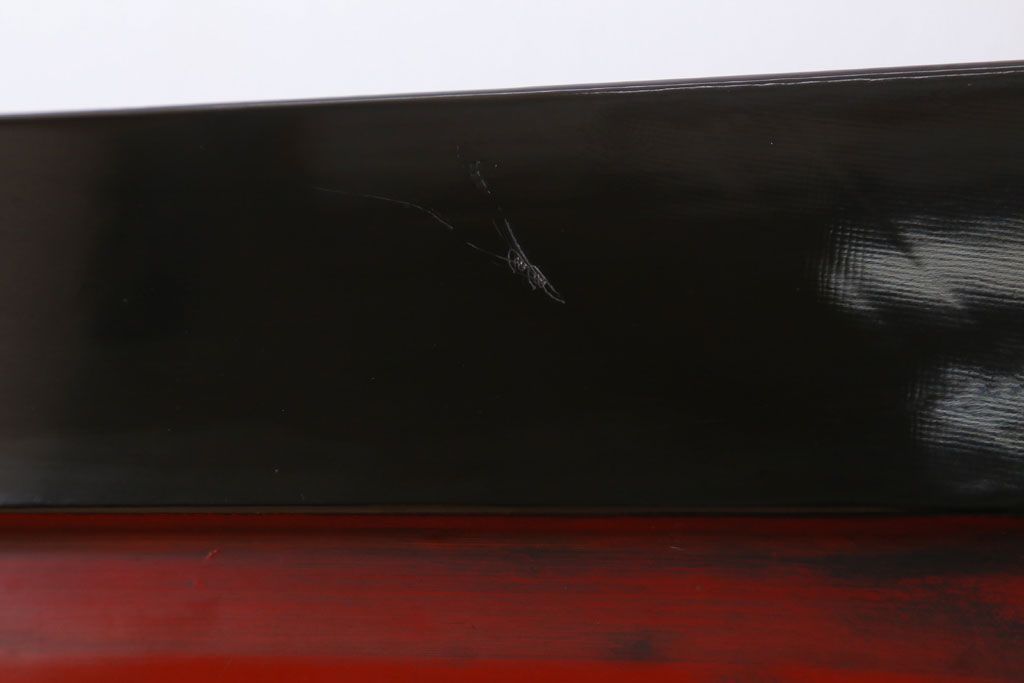 アンティーク　村上堆朱　芳月銘　松に鷹(鷲)の図　衝立(パーテーション)