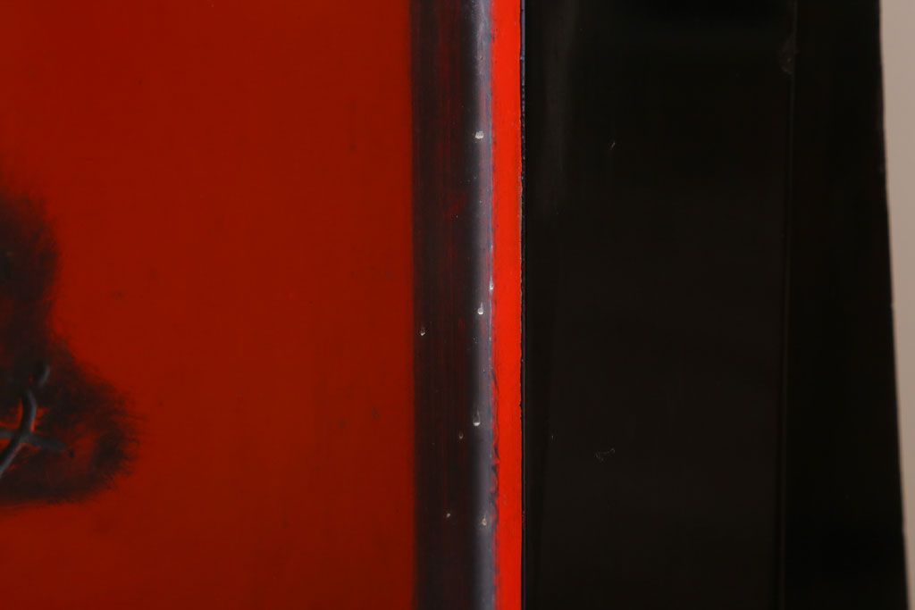 アンティーク　村上堆朱　芳月銘　松に鷹(鷲)の図　衝立(パーテーション)