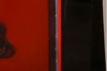 アンティーク　村上堆朱　芳月銘　松に鷹(鷲)の図　衝立(パーテーション)