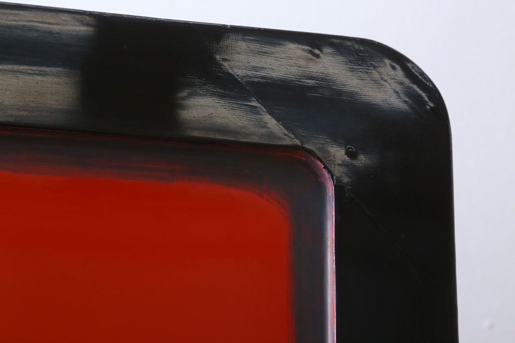 アンティーク　村上堆朱　芳月銘　松に鷹(鷲)の図　衝立(パーテーション)