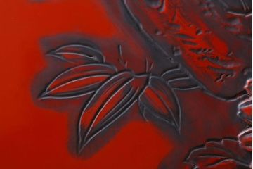 アンティーク　村上堆朱　芳月銘　松に鷹(鷲)の図　衝立(パーテーション)