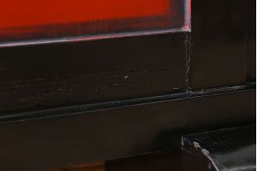 アンティーク　村上堆朱　芳月銘　松に鷹(鷲)の図　衝立(パーテーション)