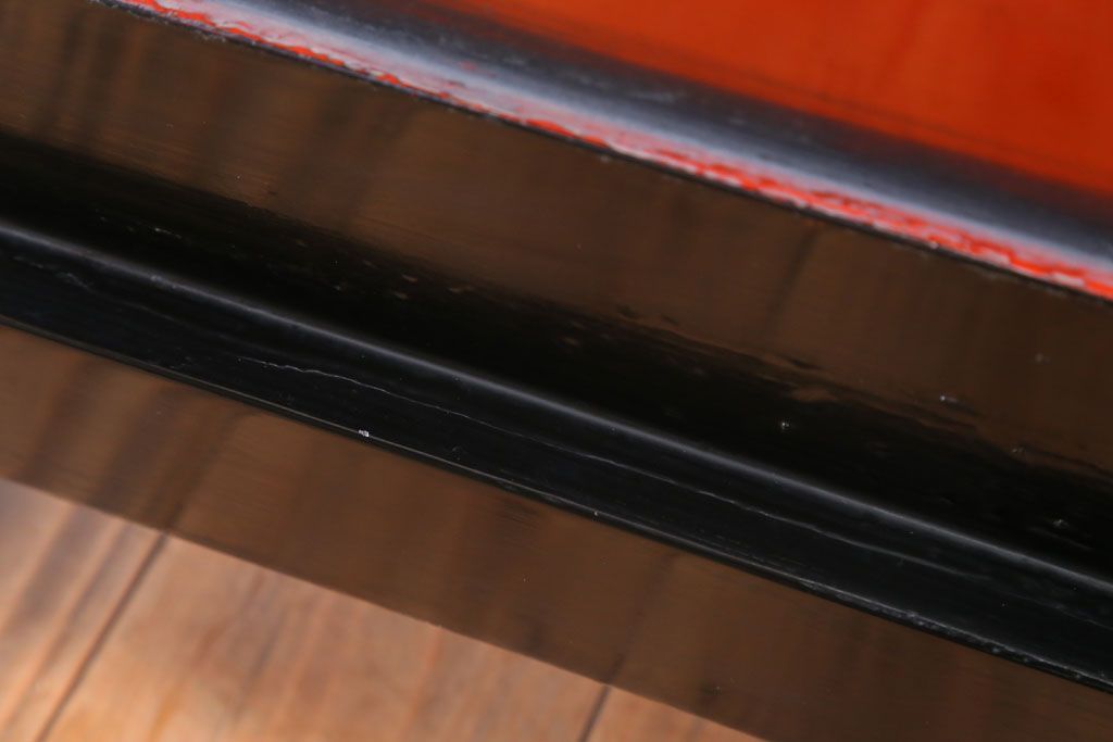 アンティーク　村上堆朱　芳月銘　松に鷹(鷲)の図　衝立(パーテーション)