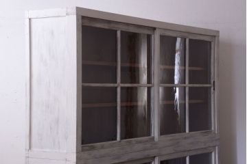 アンティーク家具　アンティーク　大きなペイント重ね収納棚(キャビネット・食器棚)(2)