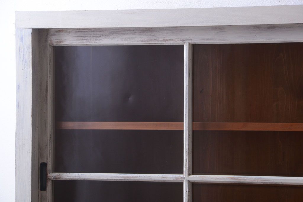 アンティーク家具　アンティーク　大きなペイント重ね収納棚(キャビネット・食器棚)(2)