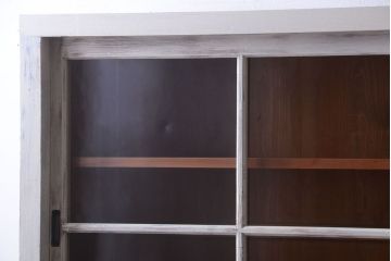 アンティーク家具　アンティーク　大きなペイント重ね収納棚(キャビネット・食器棚)(2)