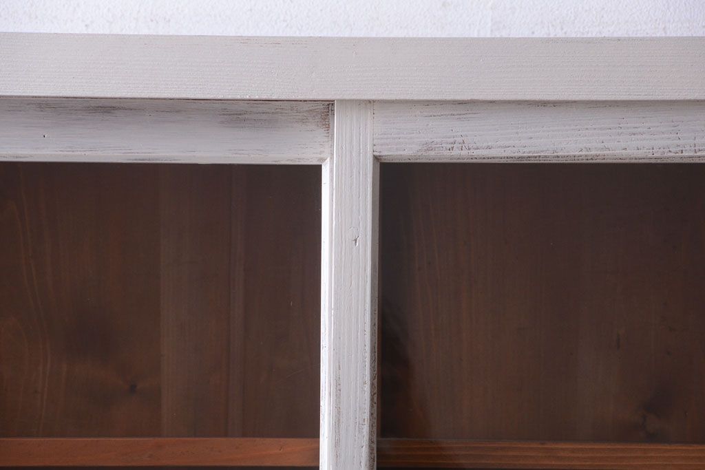 アンティーク家具　アンティーク　大きなペイント重ね収納棚(キャビネット・食器棚)(2)