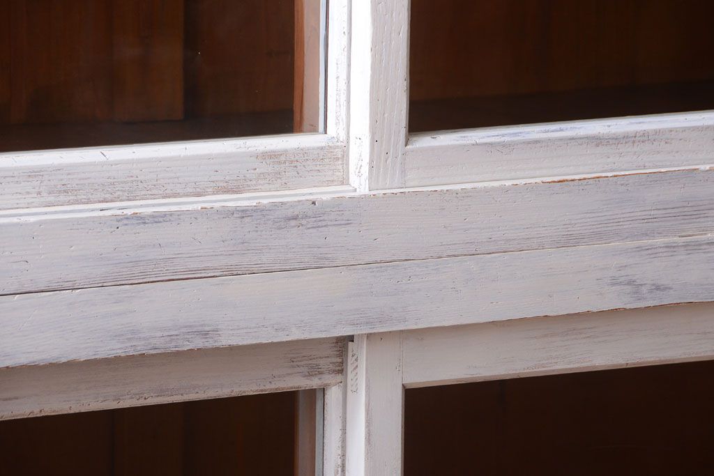 アンティーク家具　アンティーク　大きなペイント重ね収納棚(キャビネット・食器棚)(2)