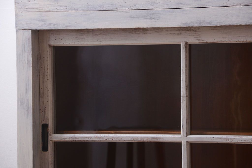 アンティーク家具　アンティーク　大きなペイント重ね収納棚(キャビネット・食器棚)(2)