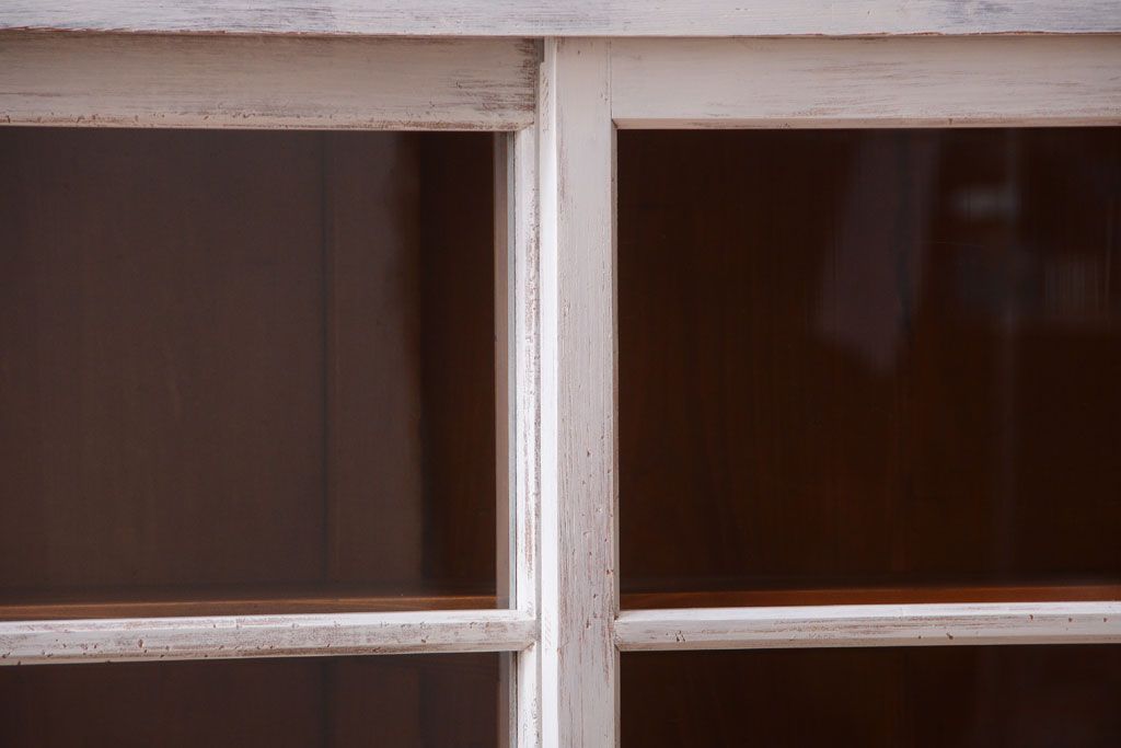 アンティーク家具　アンティーク　大きなペイント重ね収納棚(キャビネット・食器棚)(2)
