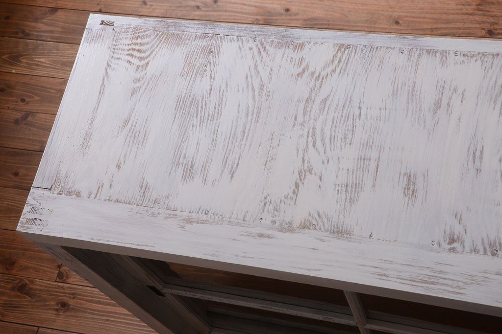 アンティーク家具　アンティーク　大きなペイント重ね収納棚(キャビネット・食器棚)(2)