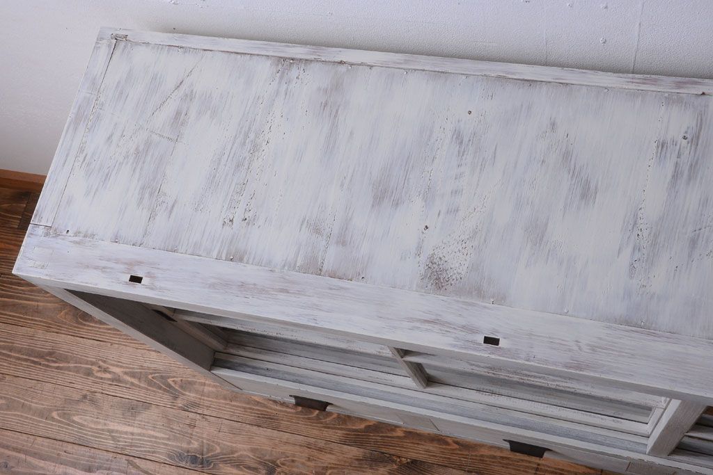 アンティーク家具　アンティーク　大きなペイント重ね収納棚(キャビネット・食器棚)(2)