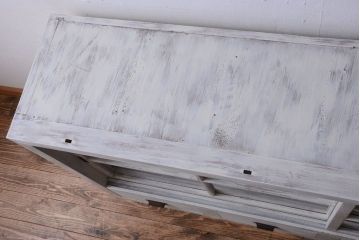 アンティーク家具　アンティーク　大きなペイント重ね収納棚(キャビネット・食器棚)(2)