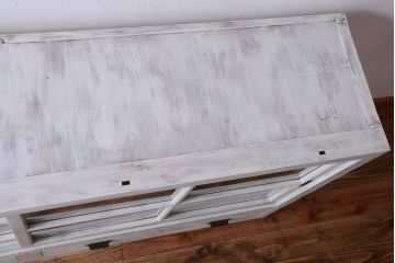 アンティーク家具　アンティーク　大きなペイント重ね収納棚(キャビネット・食器棚)(2)