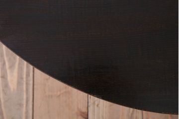 アンティーク家具　和モダンスタイル　天板ブラック塗装!古い木製の丸ちゃぶ台(2)